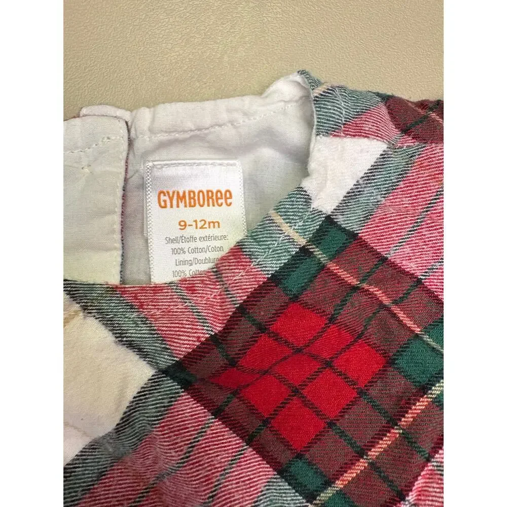 Gymboree Baby Girls Plaid Christmas Dress 9-12M Long Sleeve Ruffle Hem EUC